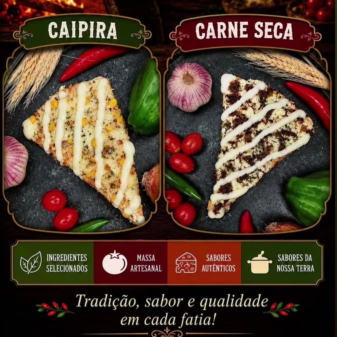 Pizza de carne seca com requeijão