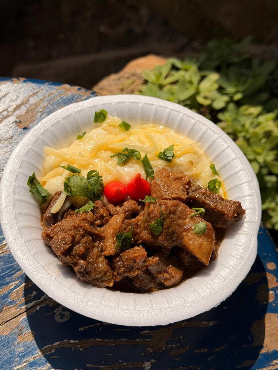 Maçã do peito com purê de mandioca
