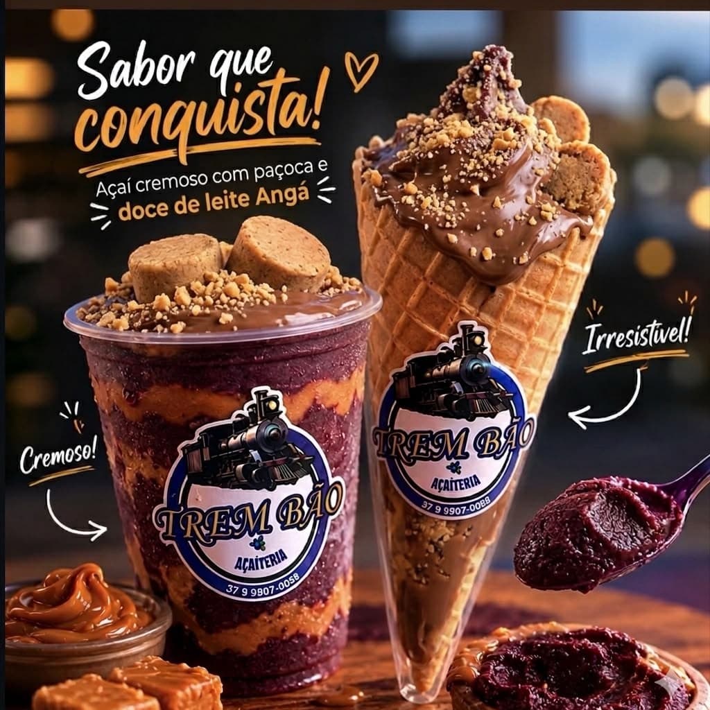 Açaí Bão Demais (Doce de leite, nutella e pé-de-moleque)